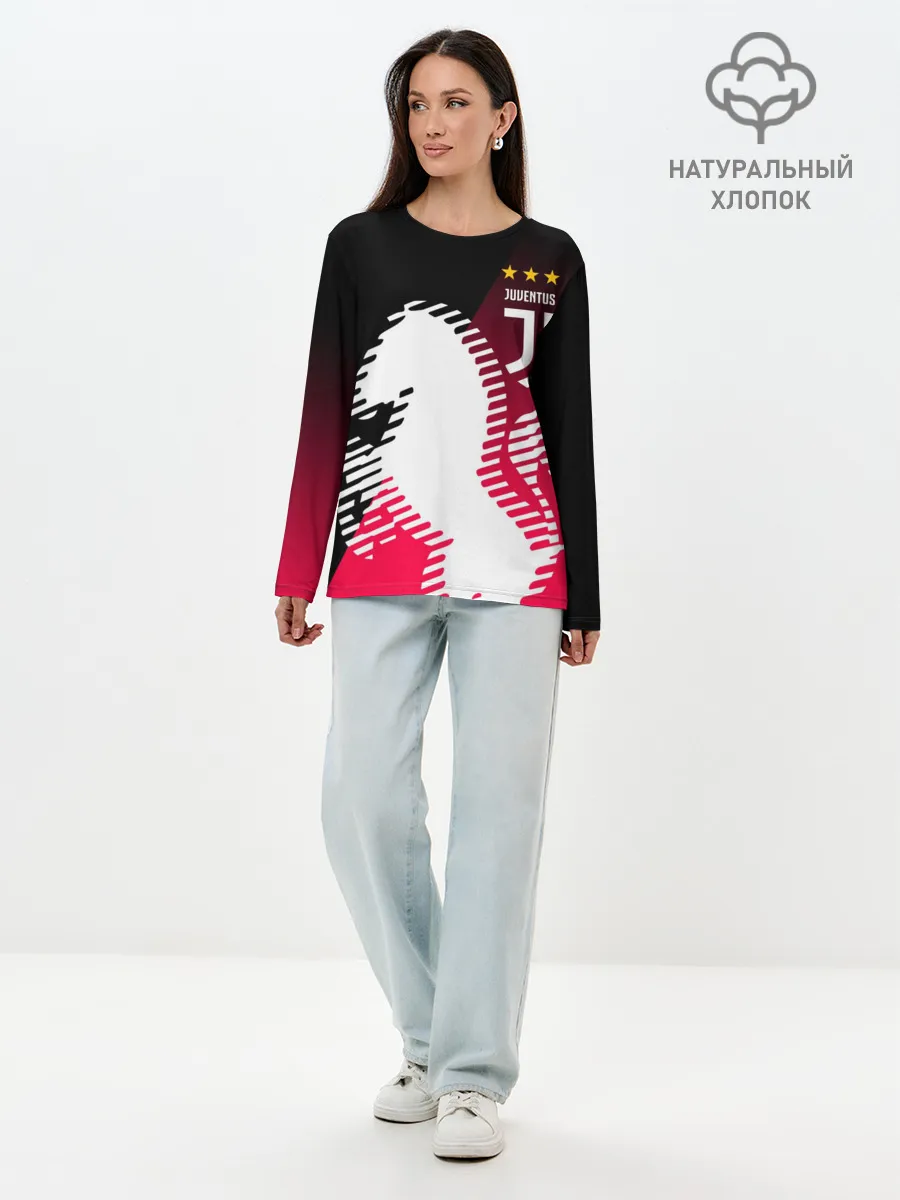Лонгслив женский. Хлопок / JUVENTUS / ЮВЕНТУС / НЕОН