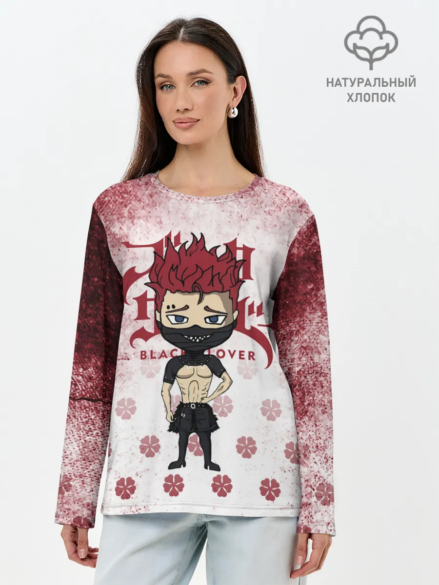 Лонгслив женский. Хлопок / Зора Идеаре Чёрный клевер