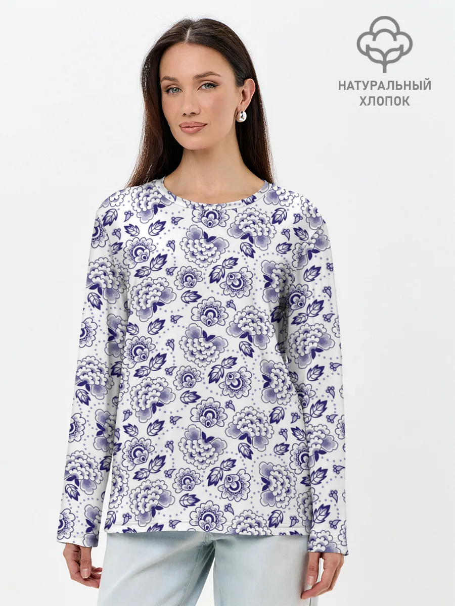 Лонгслив женский. Хлопок / Узор
