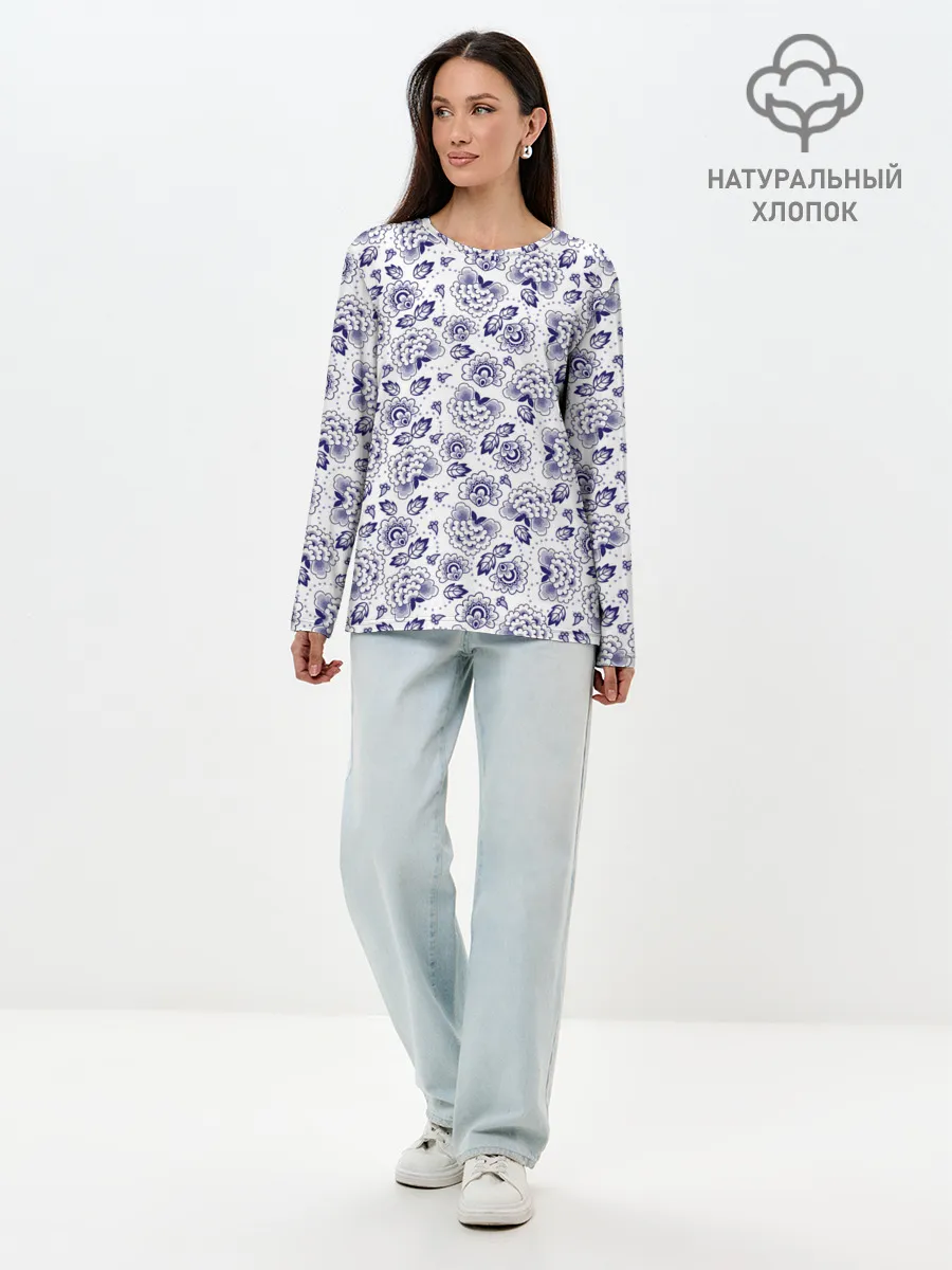 Лонгслив женский. Хлопок / Узор