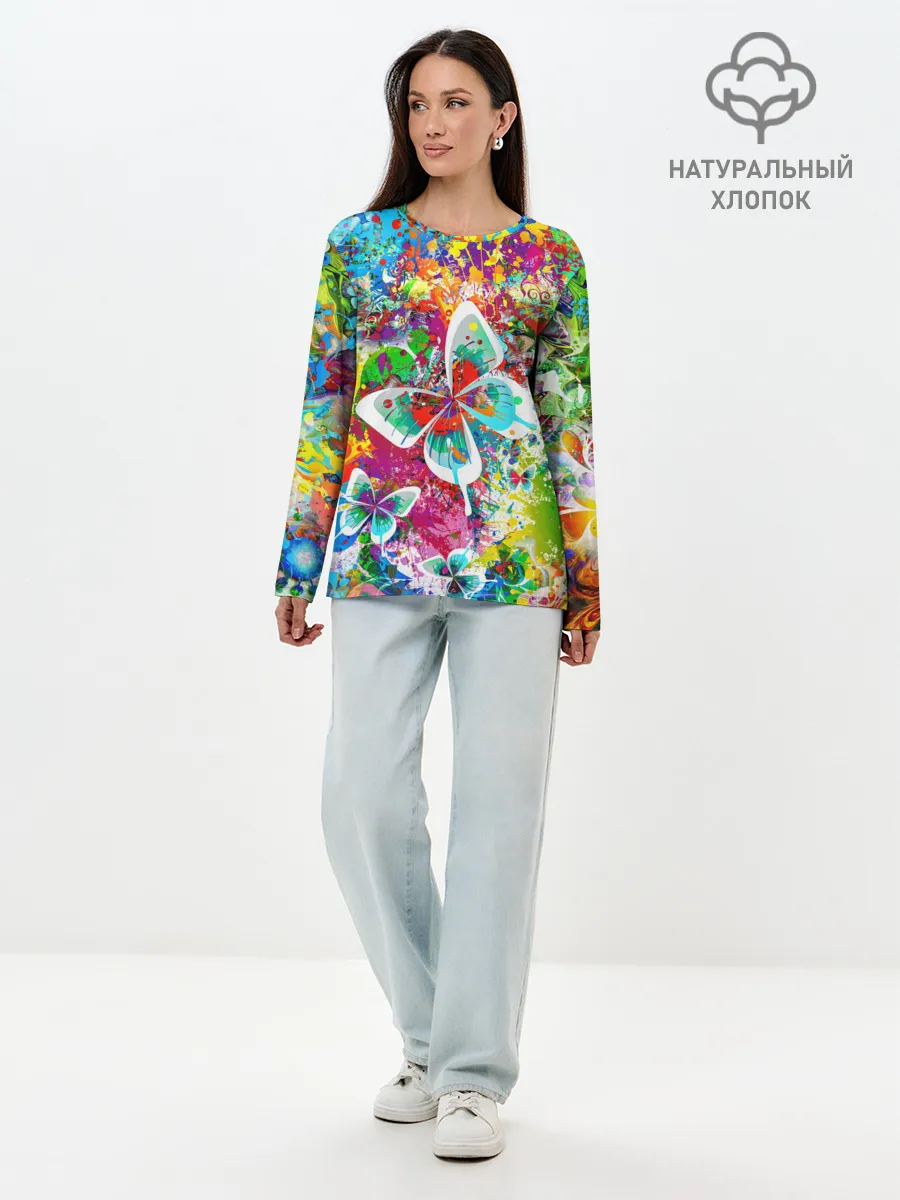 Лонгслив женский. Хлопок / ЯРКИЕ КРАСКИ