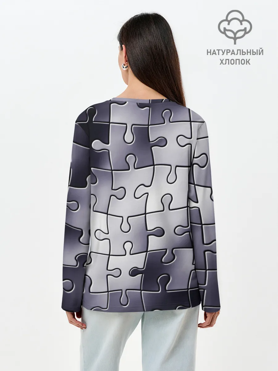 Лонгслив женский. Хлопок / Пазлы