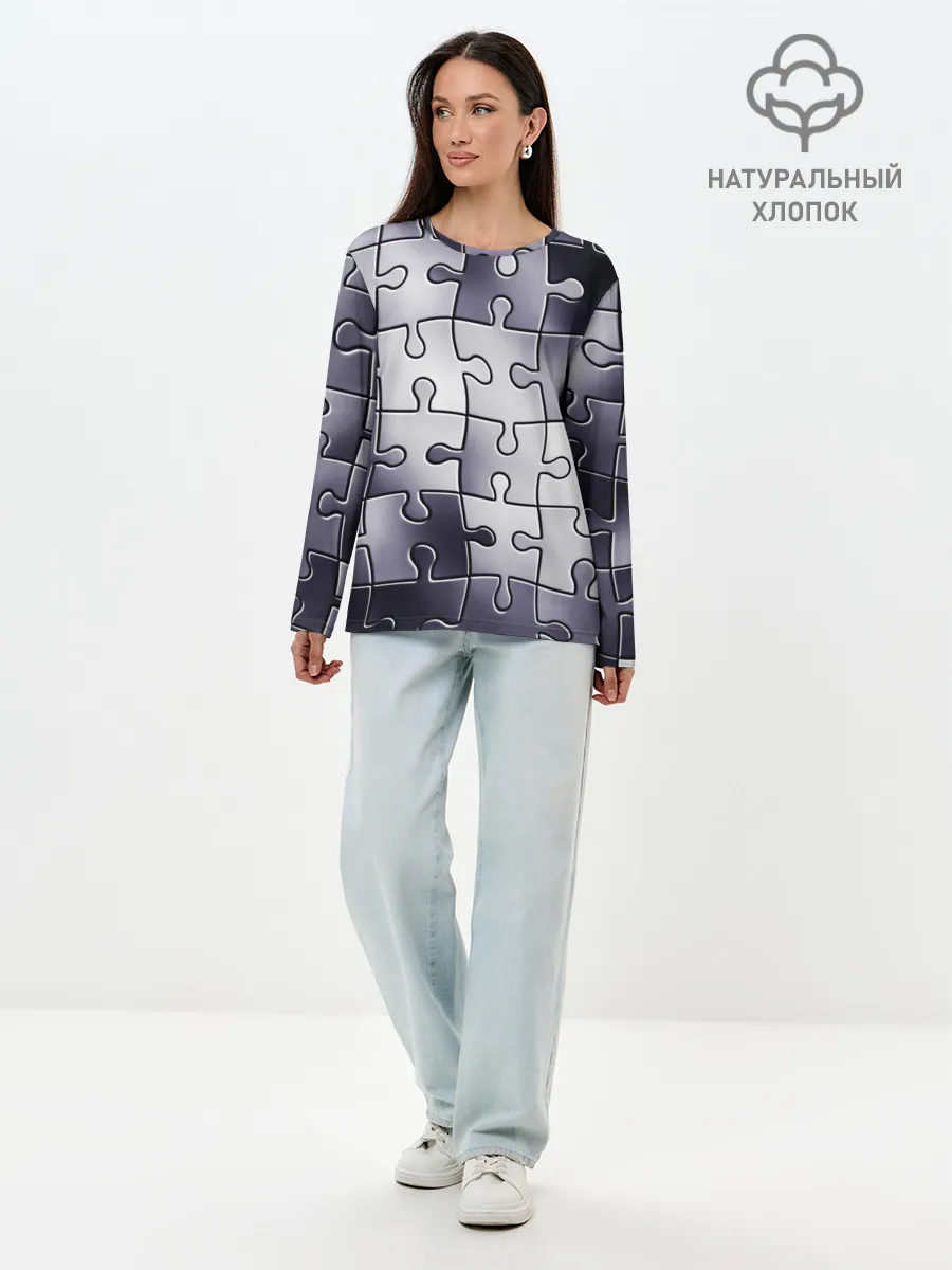 Лонгслив женский. Хлопок / Пазлы