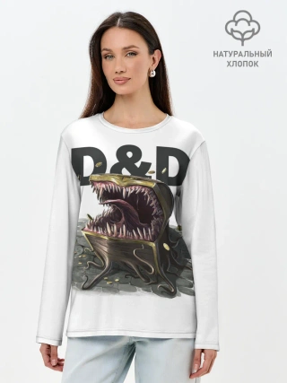 Лонгслив женский. Хлопок / D&D | Мимик-сундук | ДнД