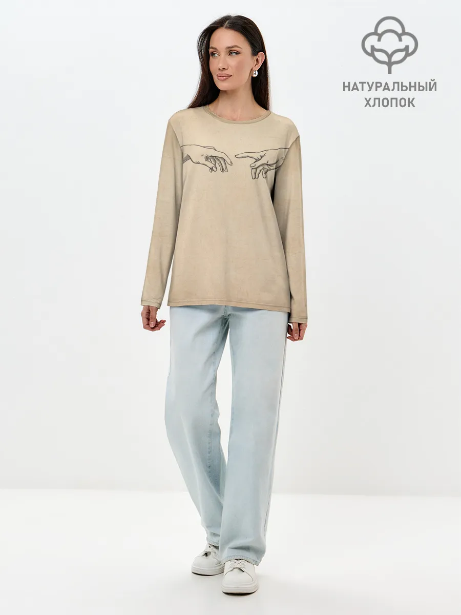 Лонгслив женский. Хлопок / Сотворение Адама | Гранж