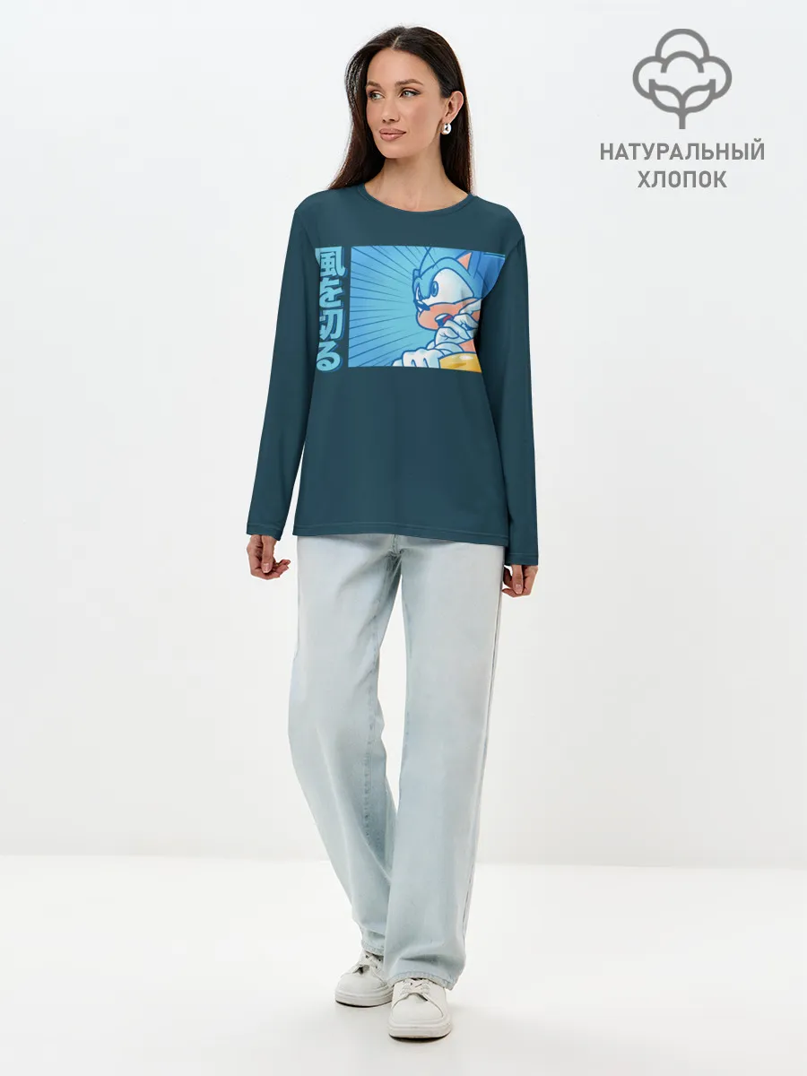 Лонгслив женский. Хлопок / Sonic alert
