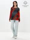 Лонгслив женский. Хлопок / Black & Red 3D