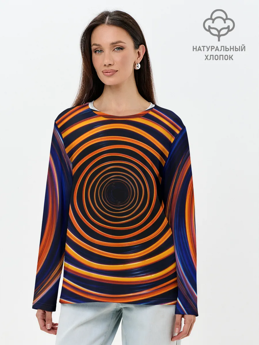 Лонгслив женский. Хлопок / Круги неоновые