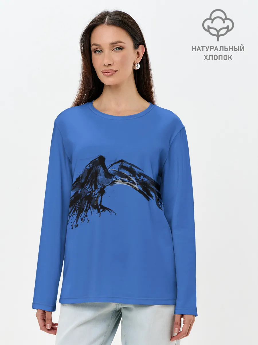 Лонгслив женский. Хлопок / Тень ворона
