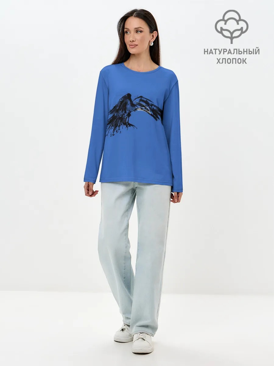Лонгслив женский. Хлопок / Тень ворона