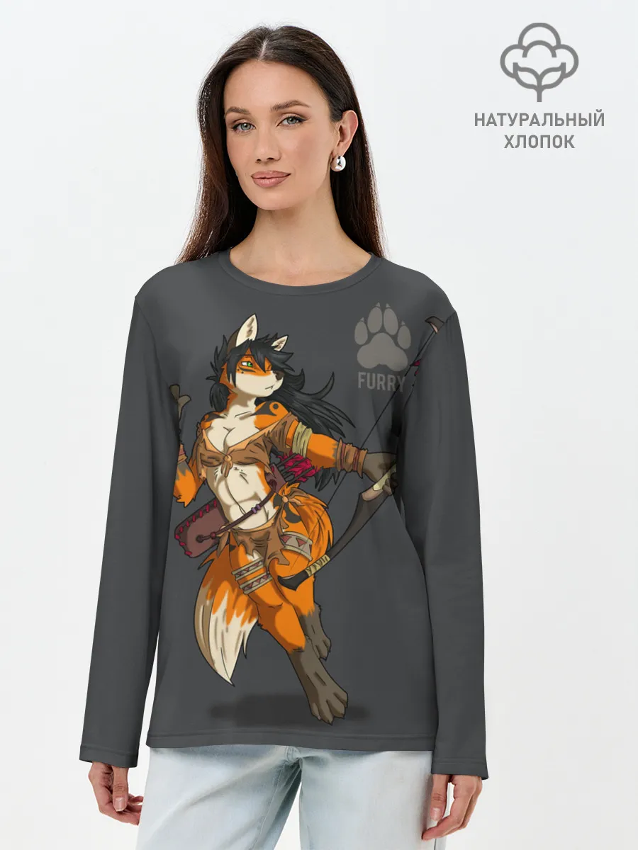 Лонгслив женский. Хлопок / Furry fox