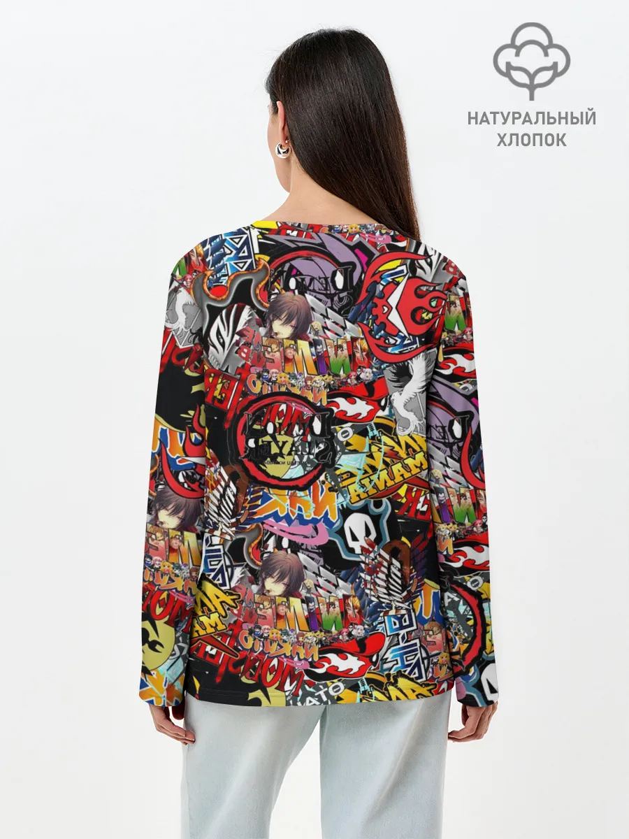 Лонгслив женский. Хлопок / Логотипы Аниме Мультиков