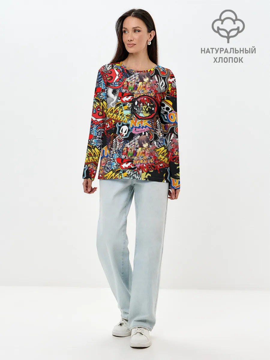 Лонгслив женский. Хлопок / Логотипы Аниме Мультиков