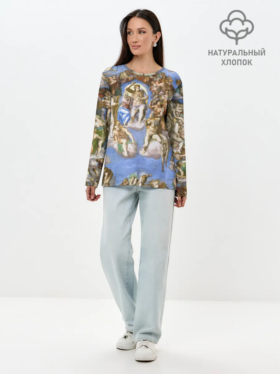 Лонгслив женский. Хлопок / Микеланджело страшный суд