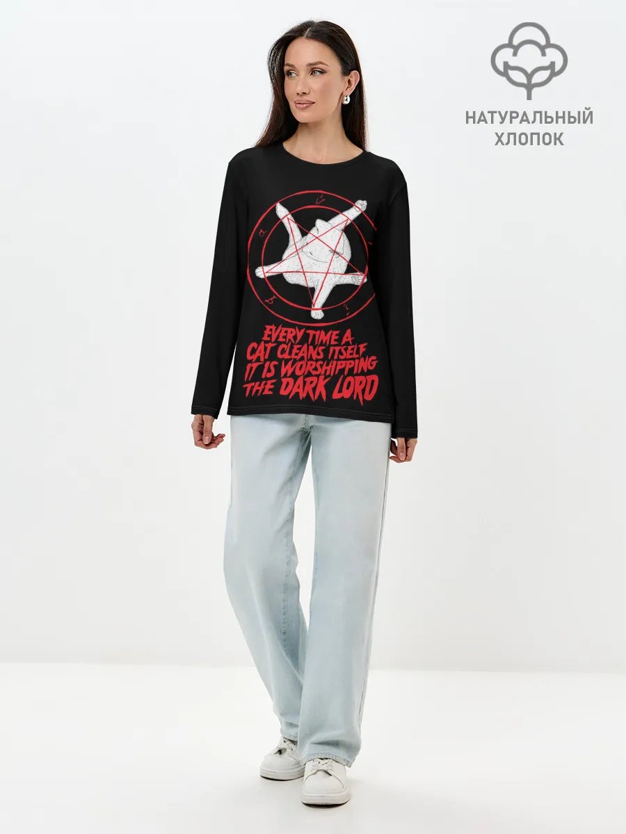 Лонгслив женский. Хлопок / КОТ САТАНЫ