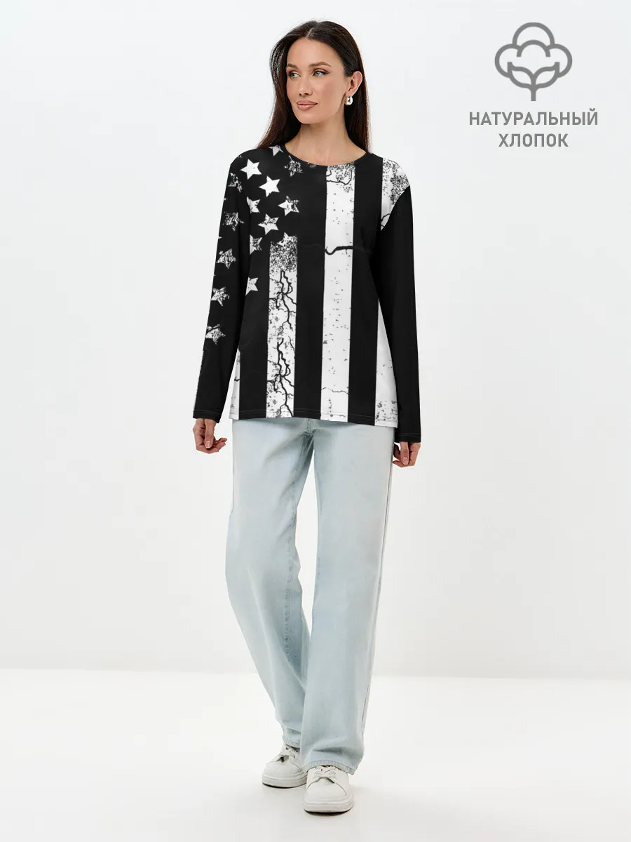 Лонгслив женский. Хлопок / ЗВЕЗДНО-ПОЛОСАТЫЙ