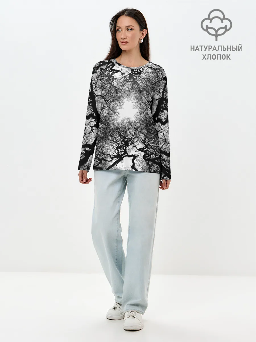 Лонгслив женский. Хлопок / Texture Branches