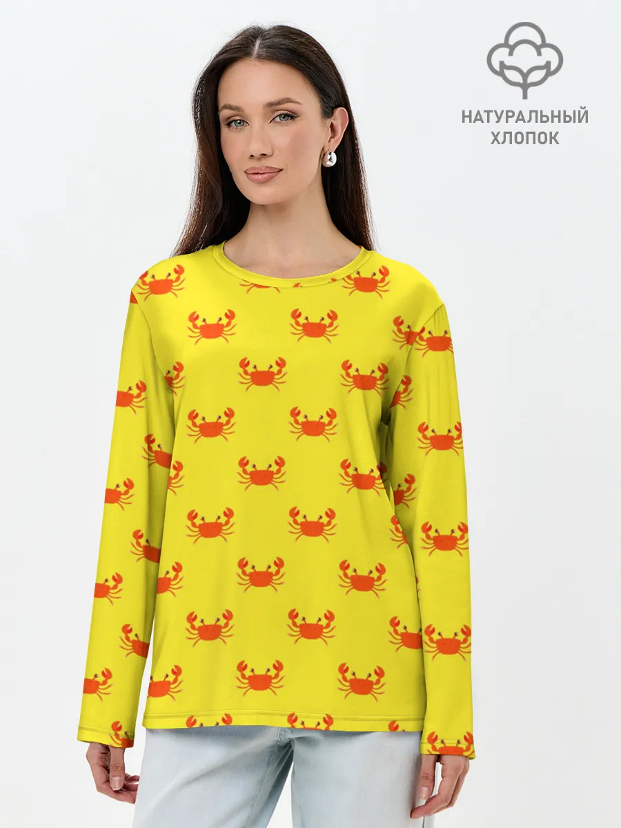 Лонгслив женский. Хлопок / Крабы