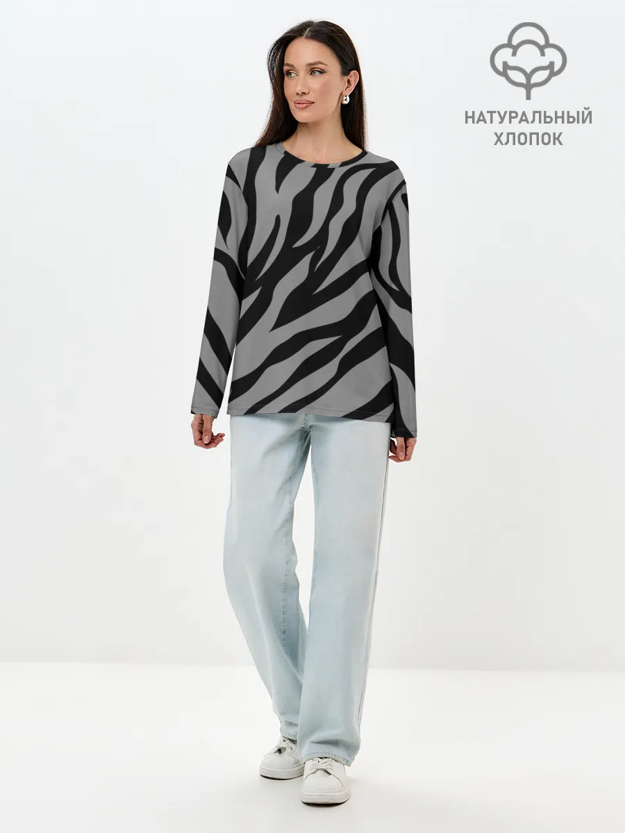 Лонгслив женский. Хлопок / Камуфляж Зебра