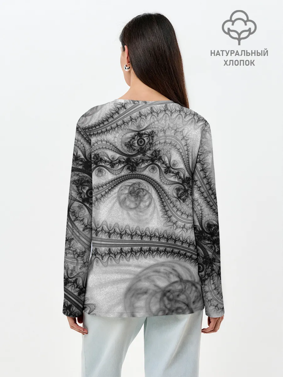 Лонгслив женский. Хлопок / Spilled ink Texture