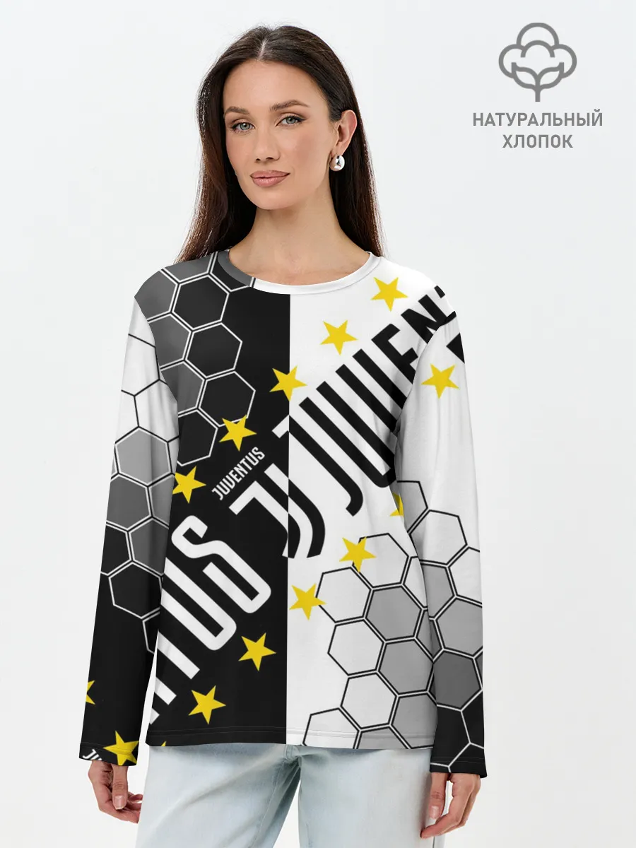 Лонгслив женский. Хлопок / JUVENTUS / ЮВЕНТУС / ЗВЕЗДЫ