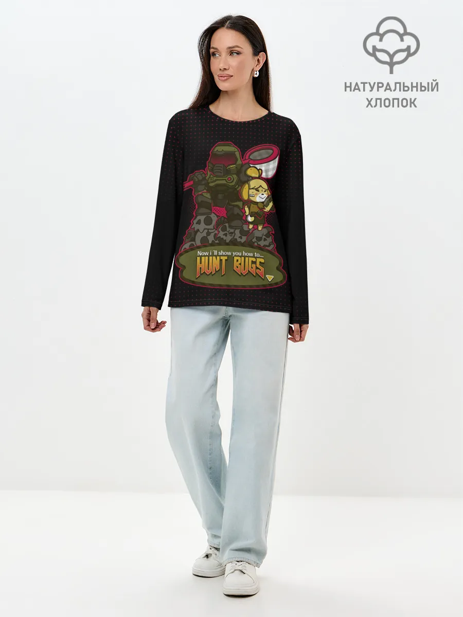 Лонгслив женский. Хлопок / Doom x Animal crossing