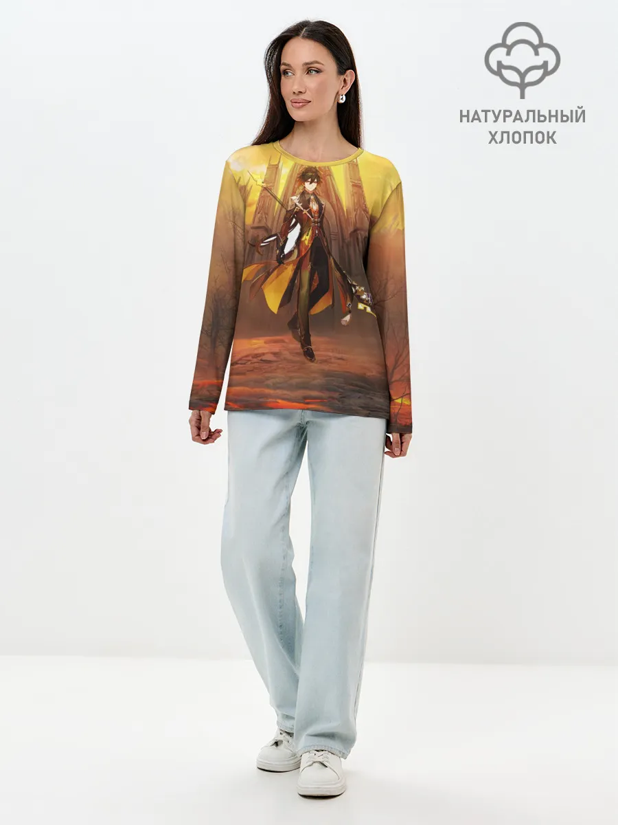 Лонгслив женский. Хлопок / GENSHIN INPACT, Zhong li