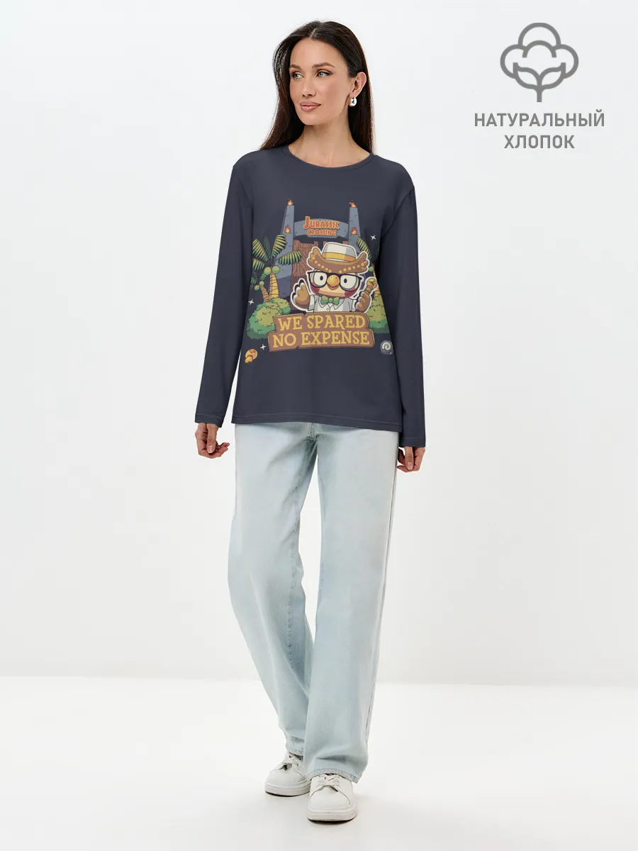 Лонгслив женский. Хлопок / Jurassic Crossing