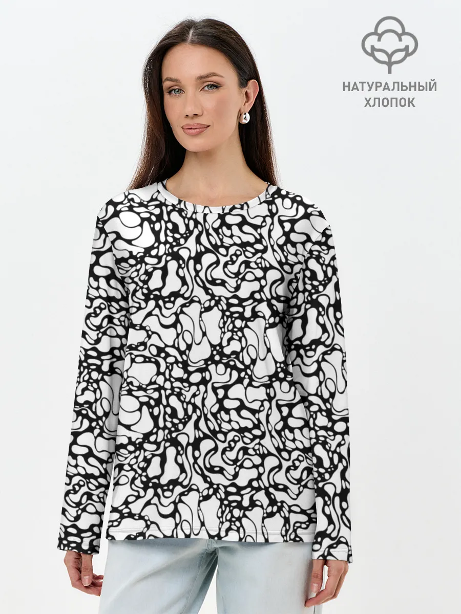 Лонгслив женский. Хлопок / Абстрактная жидкость