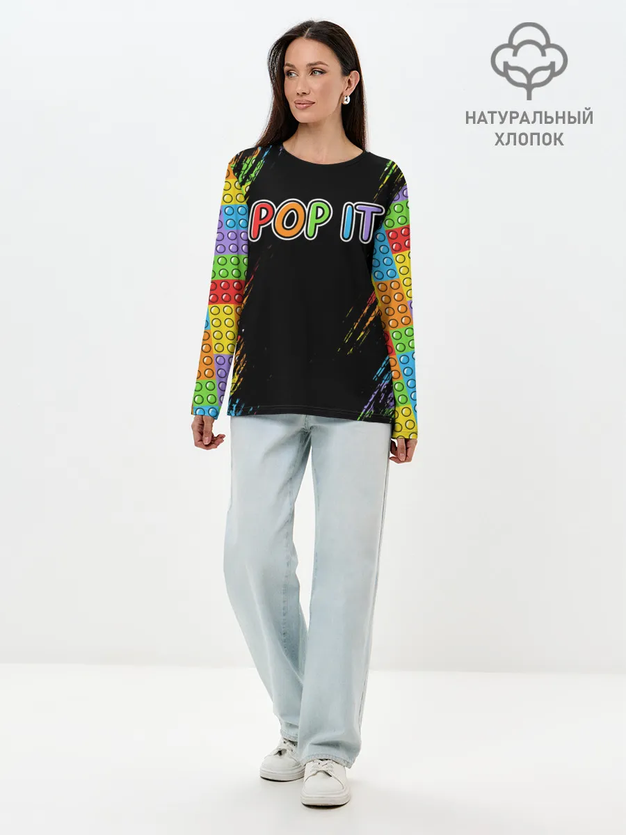 Лонгслив женский. Хлопок / POP IT / SIMPLE DIMPLE