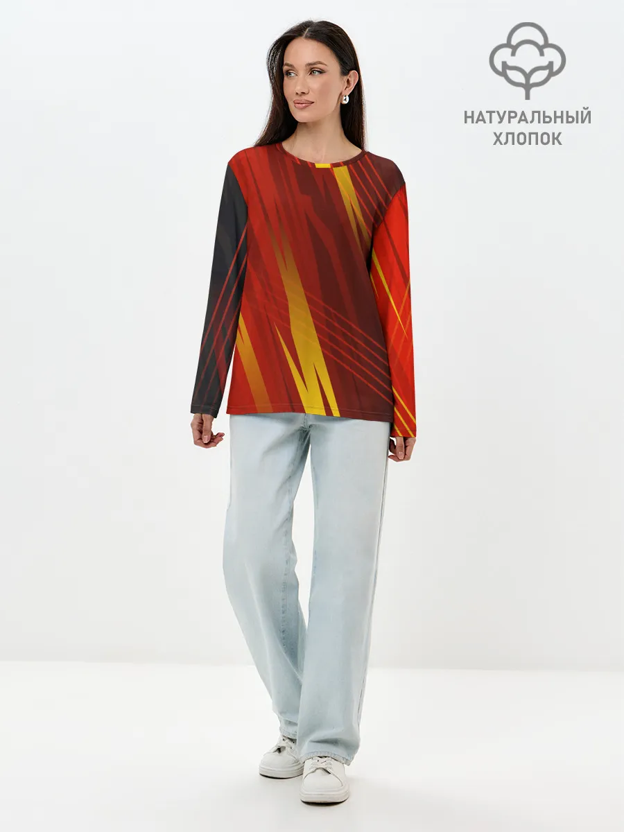 Лонгслив женский. Хлопок / Red sport style