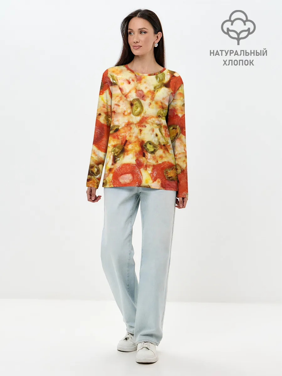 Лонгслив женский. Хлопок / Пицца