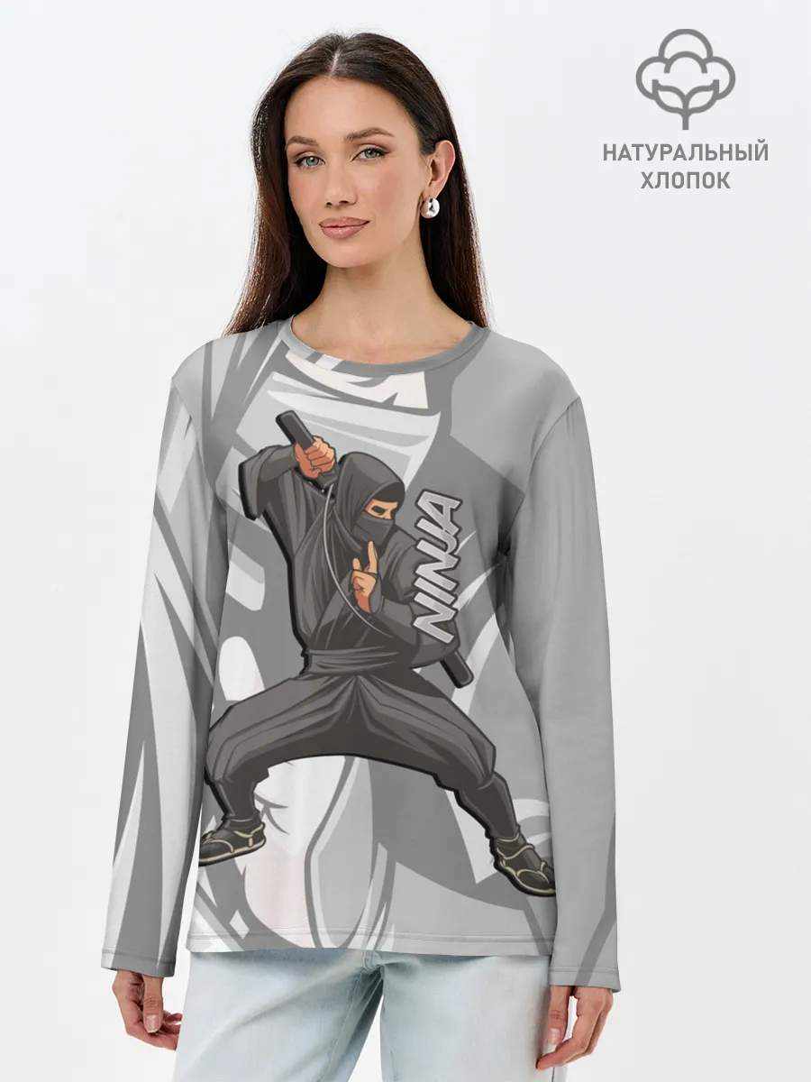 Лонгслив женский. Хлопок / Ниндзя