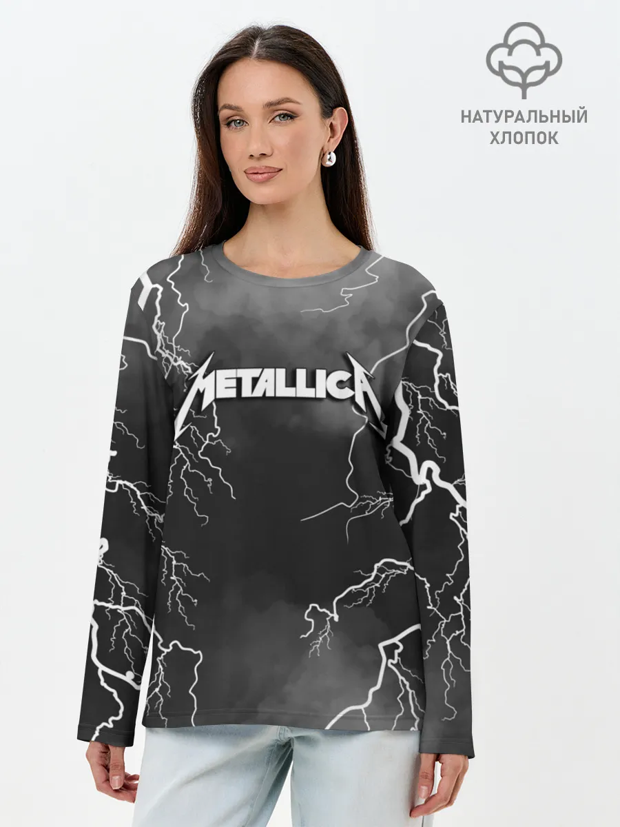 Лонгслив женский. Хлопок / METALLICA РАЗРЯД МОЛНИИ