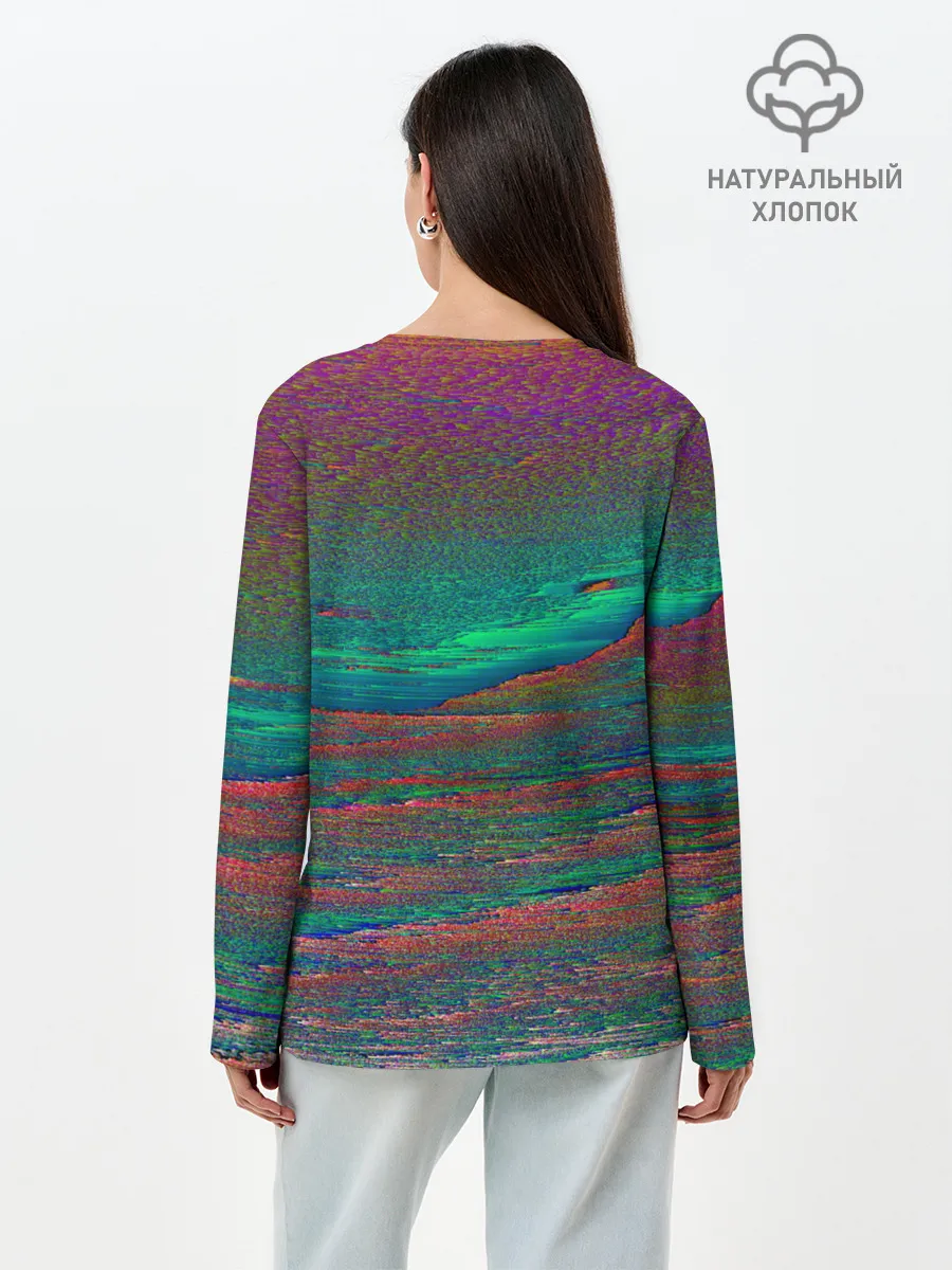 Лонгслив женский. Хлопок / ГЛИТЧ | ПОМЕХИ