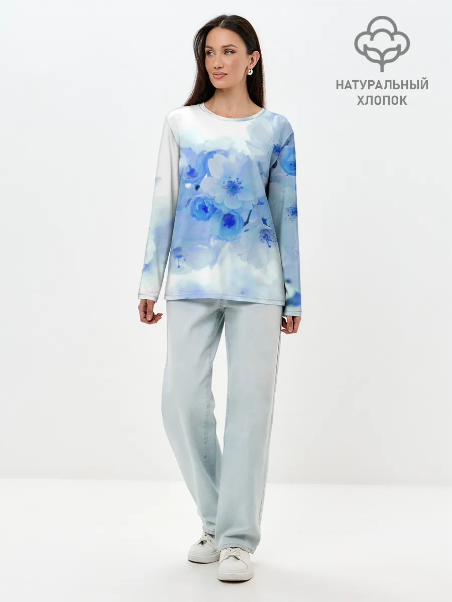 Лонгслив женский. Хлопок / Цветущая Сакура