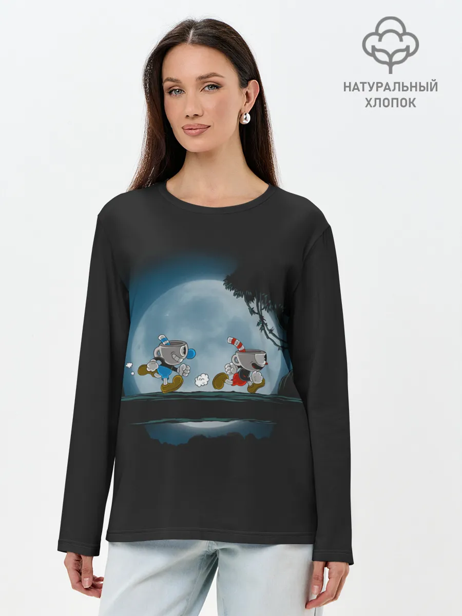 Лонгслив женский. Хлопок / Ночная прогулка