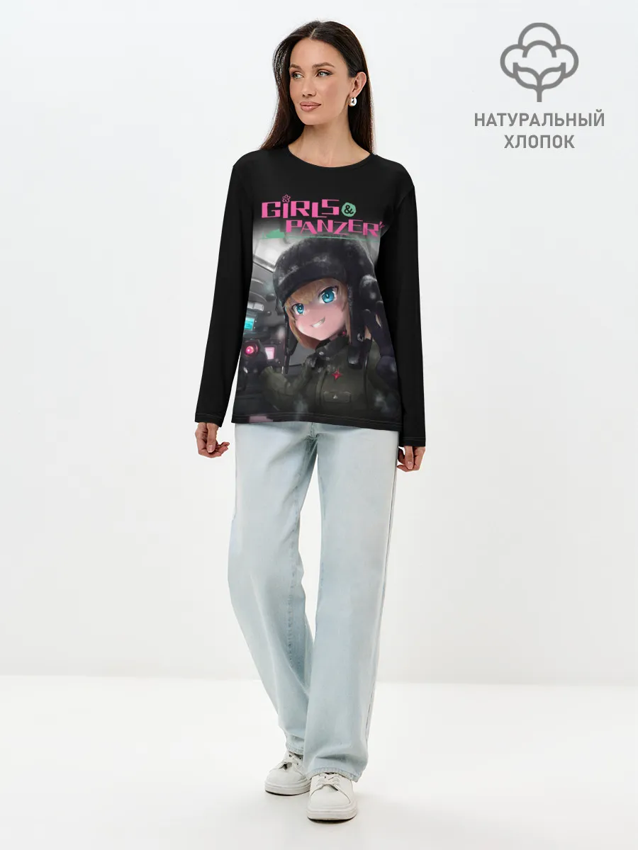Лонгслив женский. Хлопок / Девушки и танки | Girls und Panzer