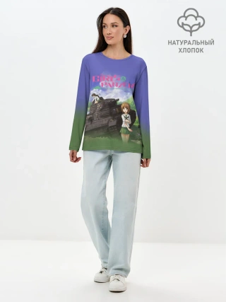 Лонгслив женский. Хлопок / Девушки и танки | Girls und Panzer