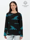 Лонгслив женский. Хлопок / Плавники акул