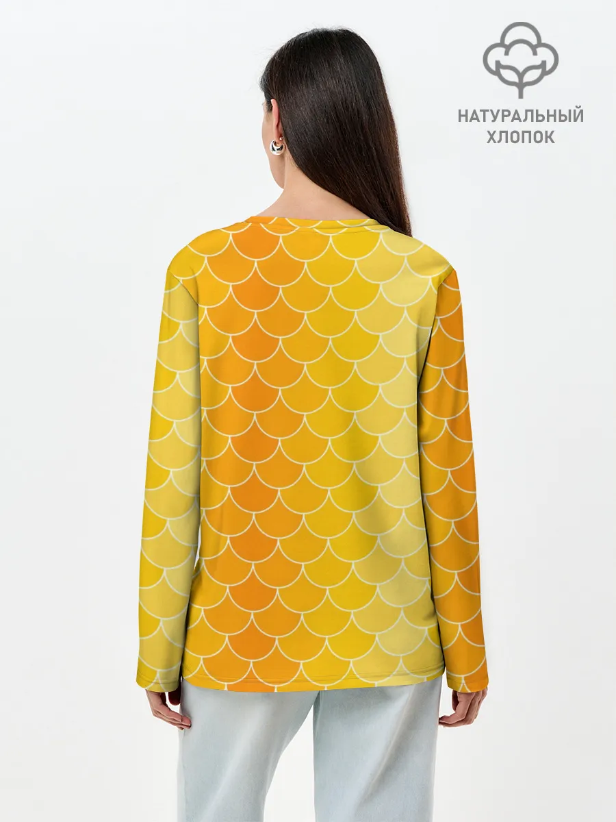 Лонгслив женский. Хлопок / Желтая чешуя