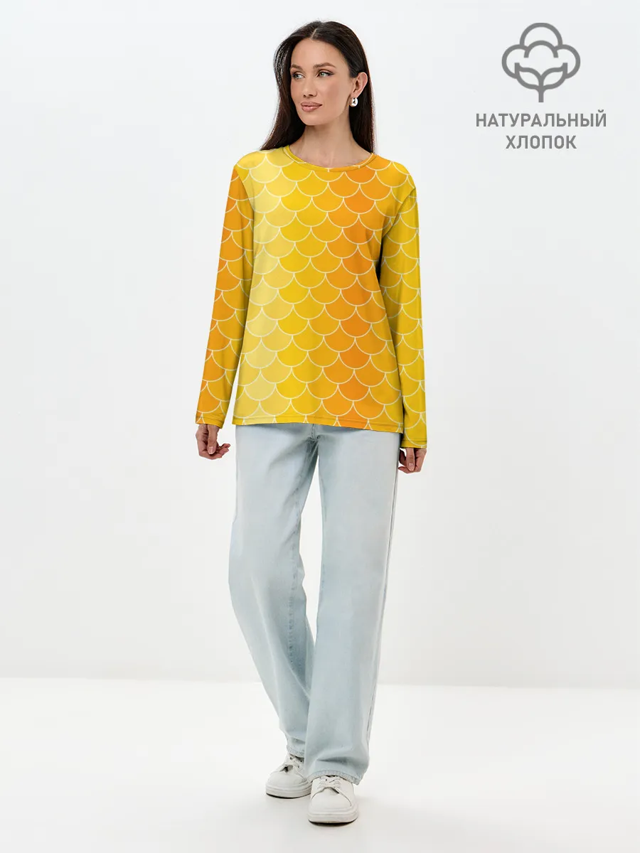 Лонгслив женский. Хлопок / Желтая чешуя