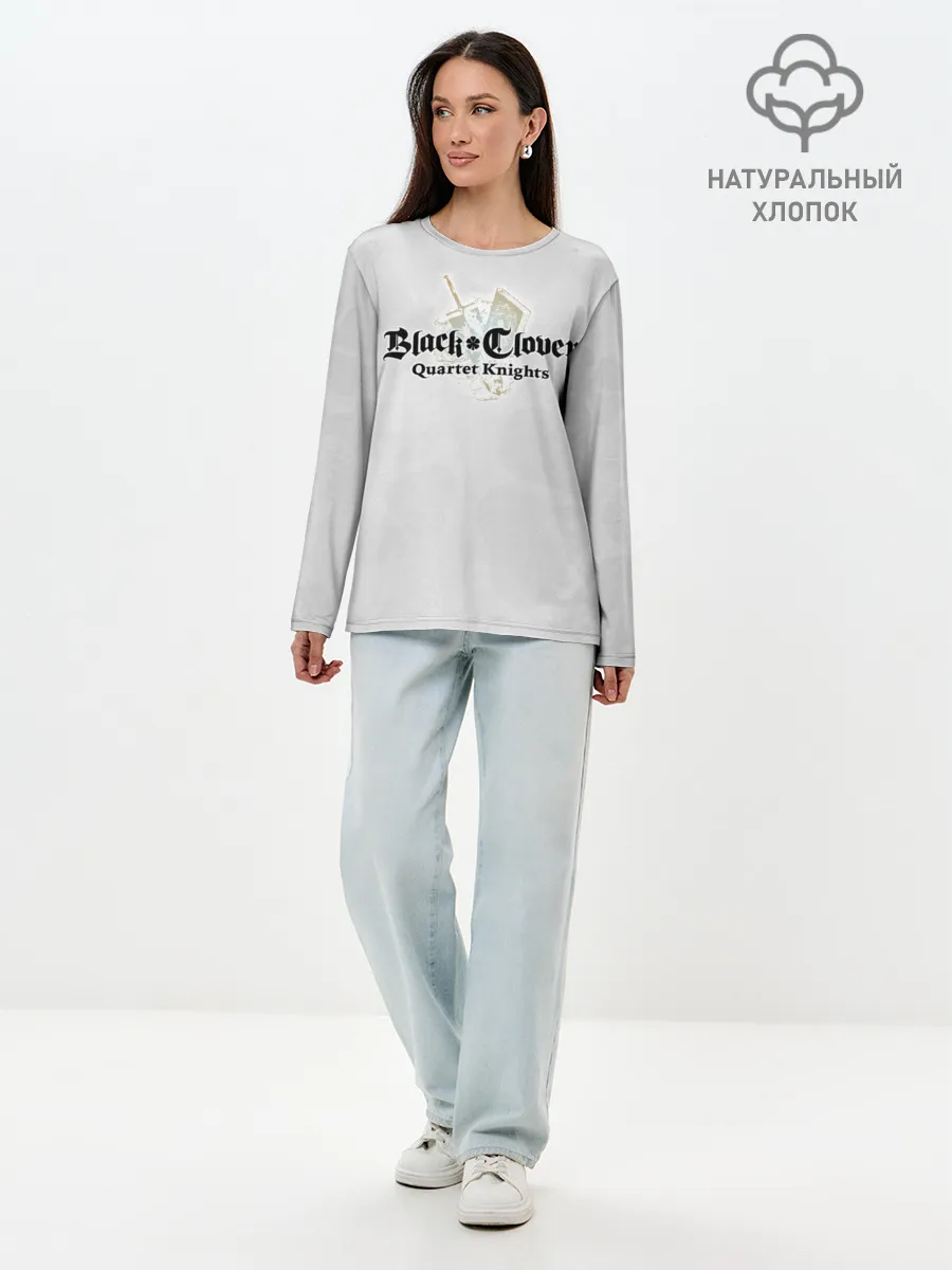 Лонгслив женский. Хлопок / Чёрный клевер Quartet Knights