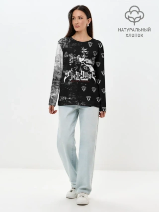 Лонгслив женский. Хлопок / Черный Аста Чёрный клевер