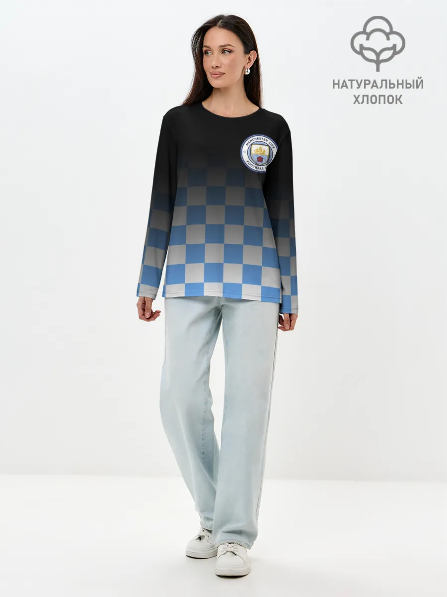 Лонгслив женский. Хлопок / МАНЧЕСТЕР СИТИ / МАНЧЕСТЕР