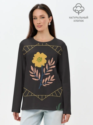 Лонгслив женский. Хлопок / ЦВЕТОЧНЫЙ РАЙ