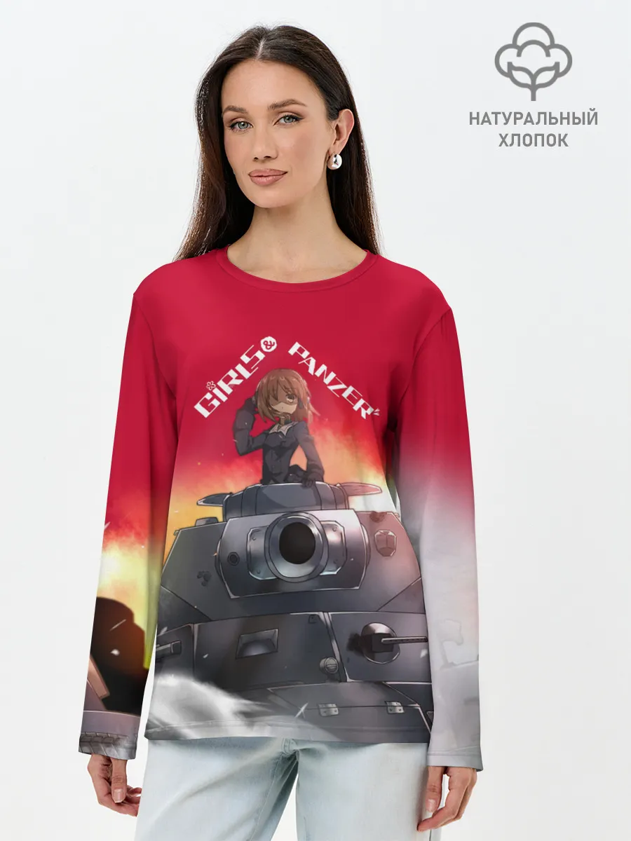 Лонгслив женский. Хлопок / Girls und Panzer | Девушки и танки
