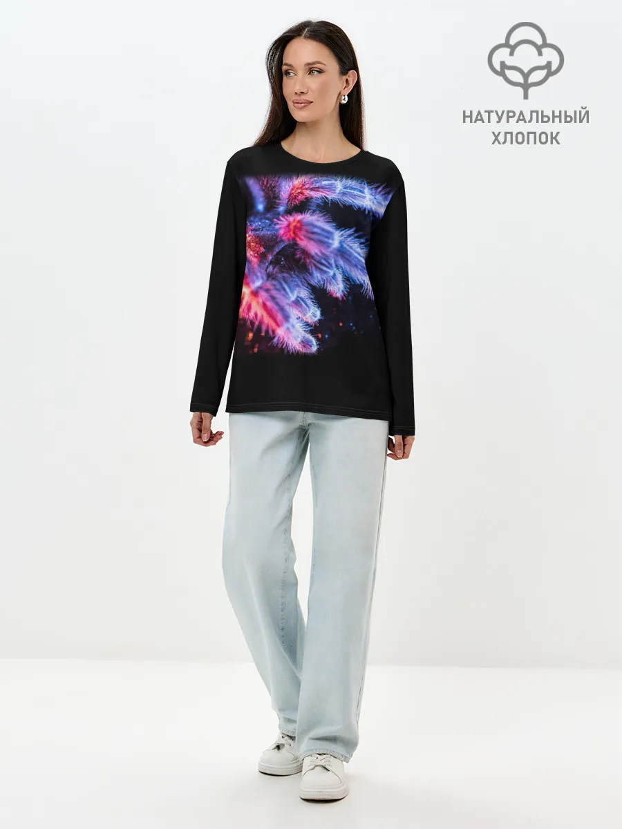 Лонгслив женский. Хлопок / НЕОНОВЫЙ ПАУК
