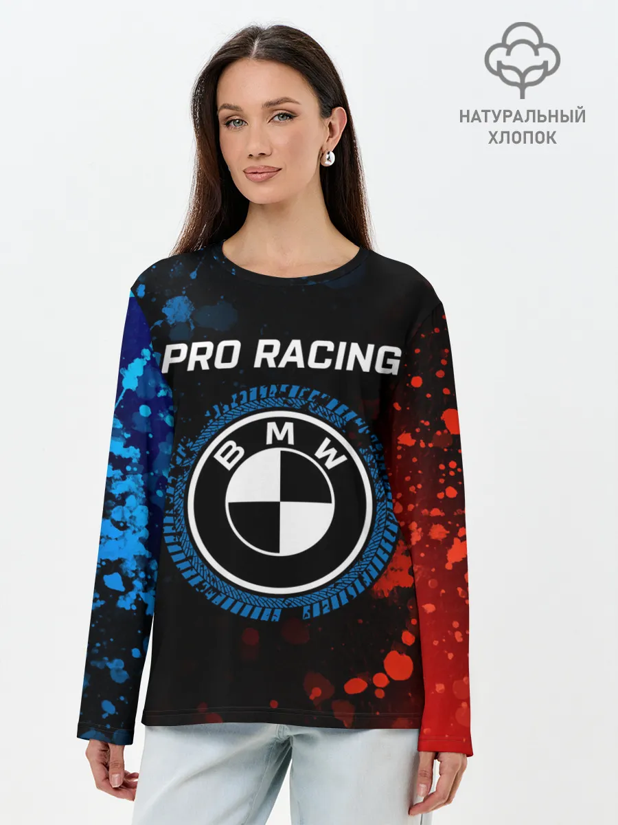 Лонгслив женский. Хлопок / БМВ - Racing