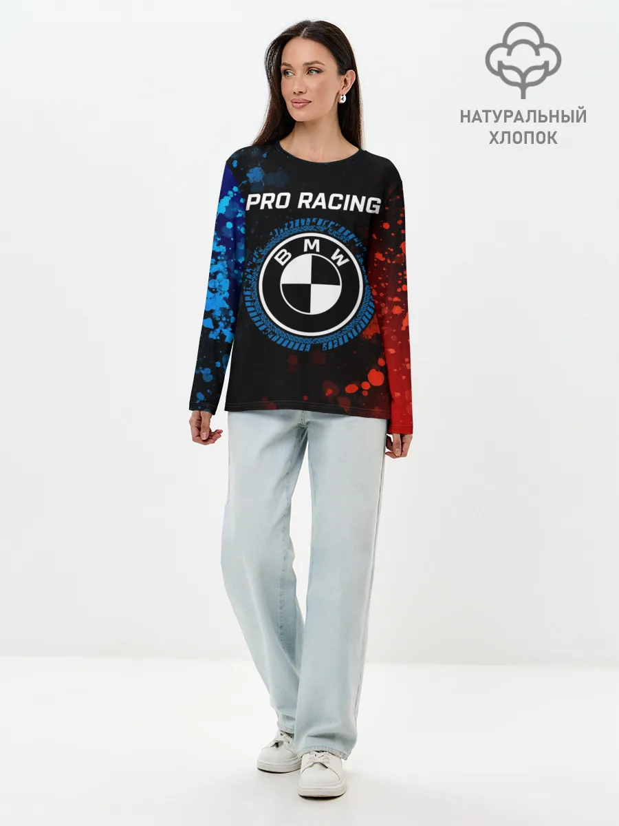 Лонгслив женский. Хлопок / БМВ - Racing